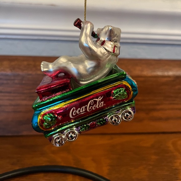 Coca Cola Holiday Bear on Train Ornament - Picture 4 of 5